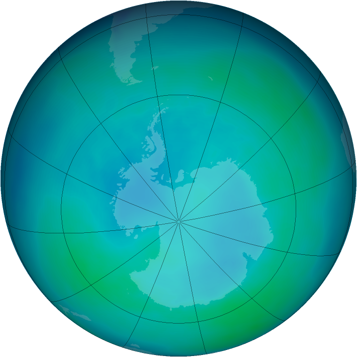Antarctic ozone map for April 2007